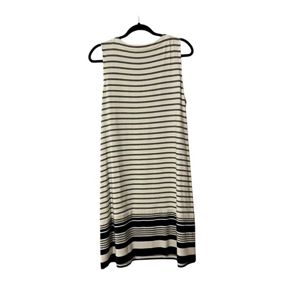 J. Jill Wearever Collection Womens Size XL Petite White Black Stripe Shift Dress - Picture 3 of 4